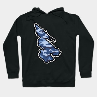 Salt Spring Island Silhouette in Blue Camouflage - Camo Pattern - Salt Spring Island Hoodie